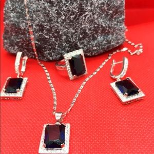 Hermosa Sterling Silver set blue white Topaz.